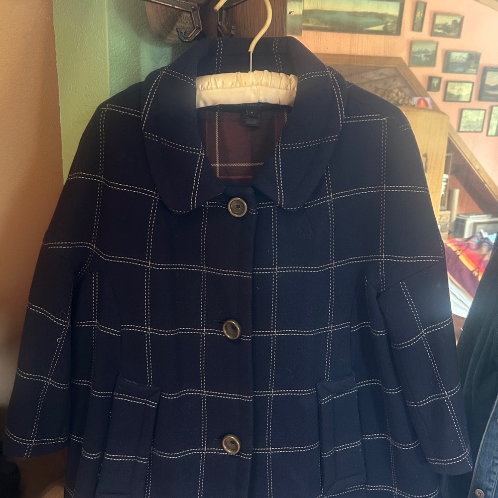 Marc Jacobs Navy Plaid Pea Coat